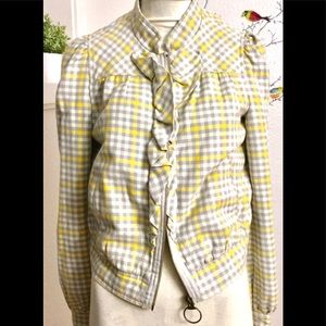 Anthropology Idra Ruffle Plaid Jacket